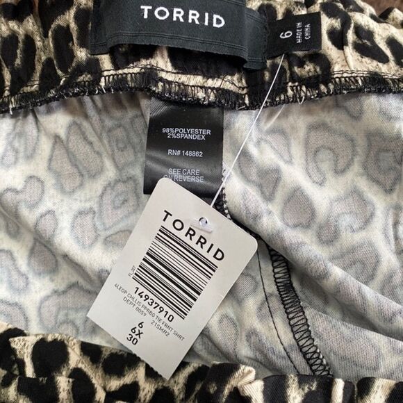 Torrid Paperbag Stretch Challis Animal Print Tie Waist Pull On Date Nite Shorts - Picture 11 of 13